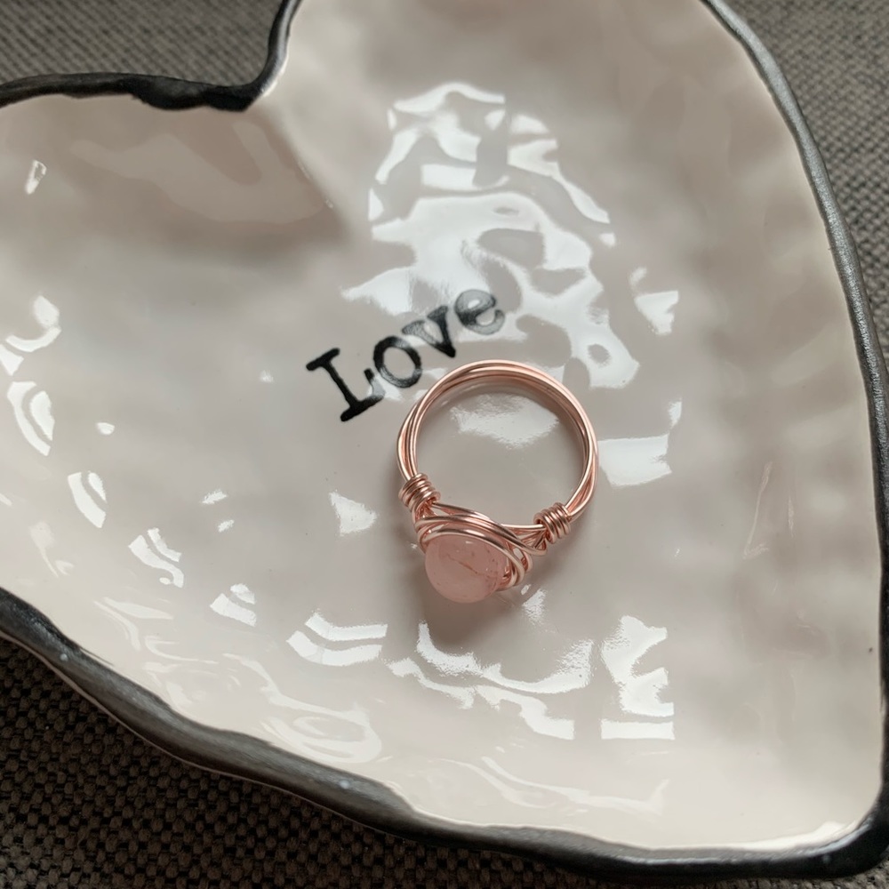 Rose Quartz Wire Ring